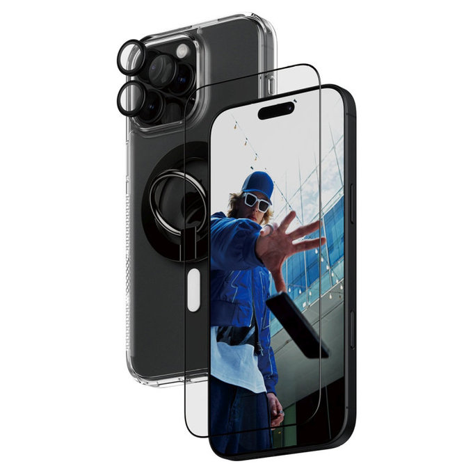 Bundle Hoops + Szkło hartowane UWF + Hard Case + Magnetic Ring Mount do iPhone 16 Pro Max, PanzerGlass