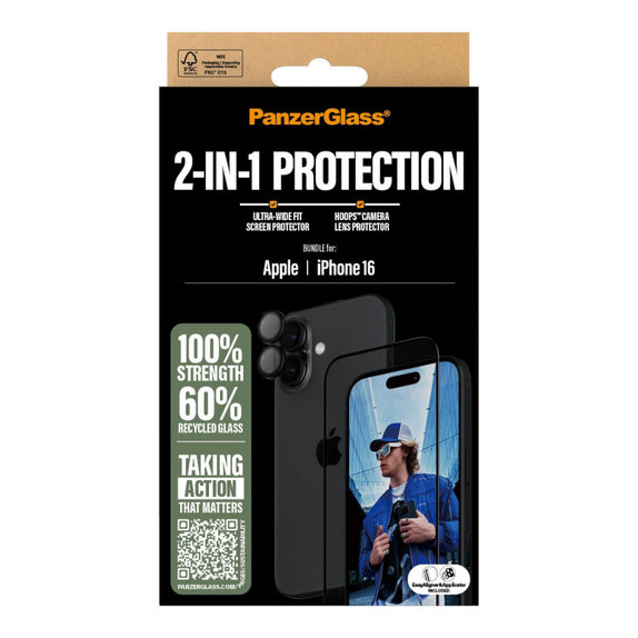 Bundle Hoops + szkło hartowane UWF do iPhone 16, PanzerGlass