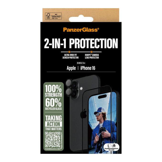 Bundle Hoops + szkło hartowane UWF do iPhone 16, PanzerGlass
