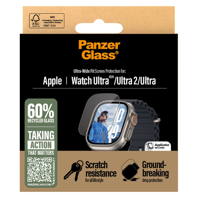 Szkło hartowane do Apple Watch Ultra 2024/Ultra 2/Ultra, Przezroczyste, PanzerGlass