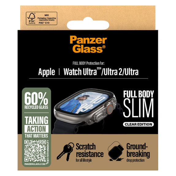 Szkło hartowane Full Body Slim do Apple Watch Ultra 2024/Ultra 2/Ultra, Przezroczyste, PanzerGlass