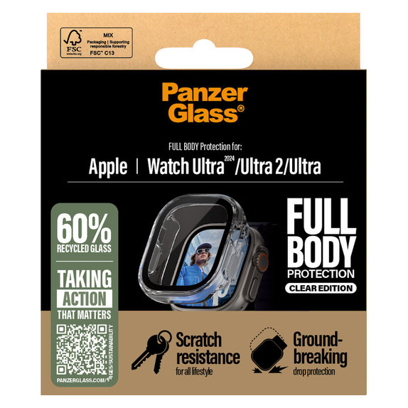 Szkło hartowane Full Body do Apple Watch Ultra 2024/Ultra 2/Ultra, Przezroczyste, PanzerGlass