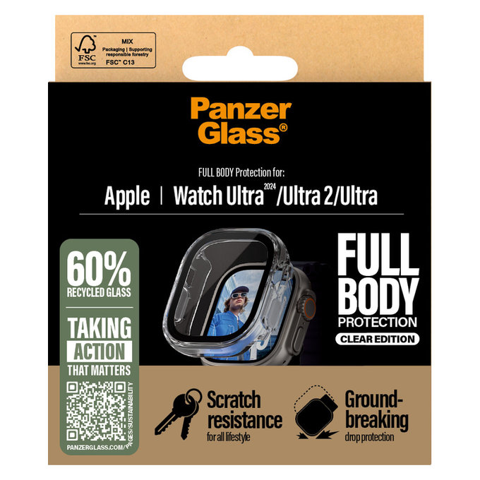 Szkło hartowane Full Body do Apple Watch Ultra 2024/Ultra 2/Ultra, Przezroczyste, PanzerGlass