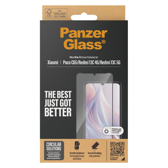 Szkło hartowane UWF do Xiaomi Redmi 13C 5G, Czarne, PanzerGlass