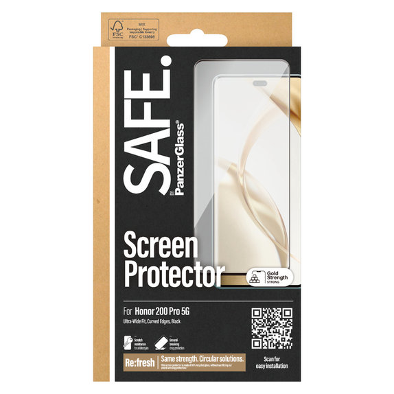 Szkło hartowane UWF do Honor 200 Pro, Czarne, SAFE by PanzerGlass