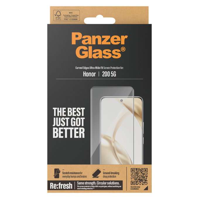 Szkło hartowane Re:Fresh UWF do Honor 200, Czarne, PanzerGlass