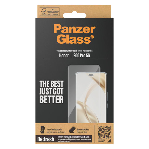 Szkło hartowane Re:Fresh UWF do Honor 200 Pro, Czarne, PanzerGlass