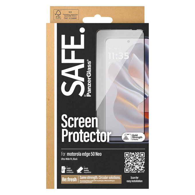Szkło hartowane UWF do Motorola Edge 50 Neo, Czarne, SAFE by PanzerGlass