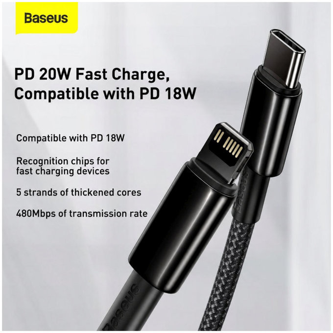 Kabel Lightning/USB-C, 1.5m | czarny | black | Baseus