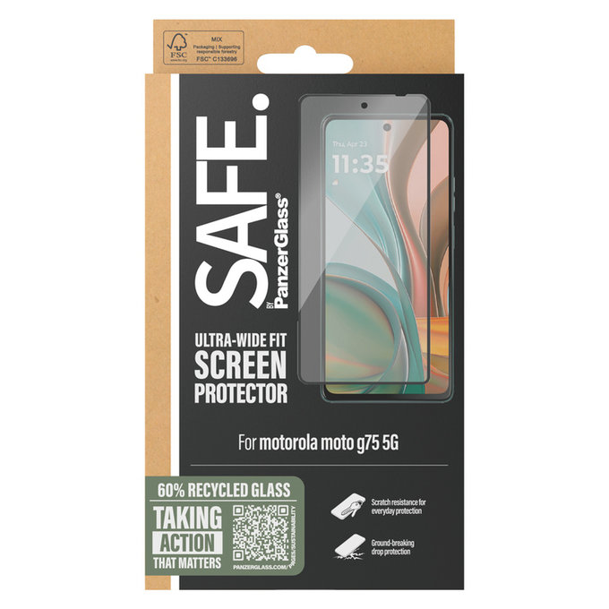 Szkło hartowane UWF do Motorola Moto G75 5G, Czarne, SAFE by PanzerGlass