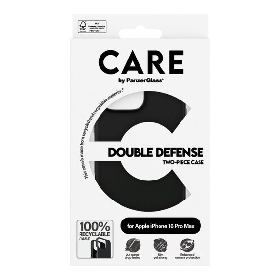 Etui Double Defense do iPhone 16 Pro Max, Czarne, CARE
