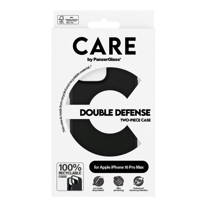 Etui Double Defense do iPhone 16 Pro Max, Czarne, CARE