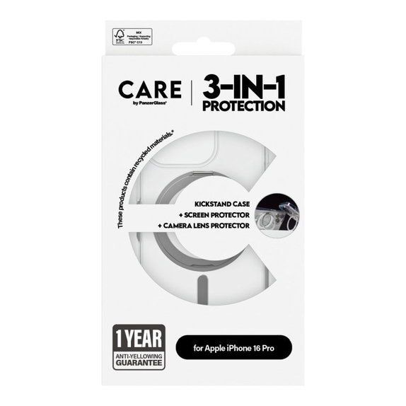 Bundle Hoops Ceramic + Szkło hartowane UWF Ceramic + Etui Kickstand do iPhone 16 Pro, CARE