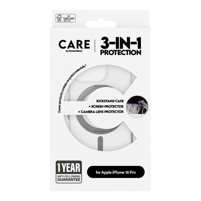 Bundle Hoops Ceramic + Szkło hartowane UWF Ceramic + Etui Kickstand do iPhone 16 Pro, CARE