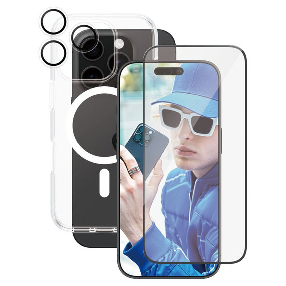 Bundle Hoops + Szkło hartowane UWF + Etui Urban Combat do iPhone 16 Pro, CARE