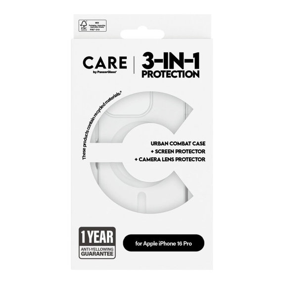 Bundle Hoops + Szkło hartowane UWF + Etui Urban Combat do iPhone 16 Pro, CARE