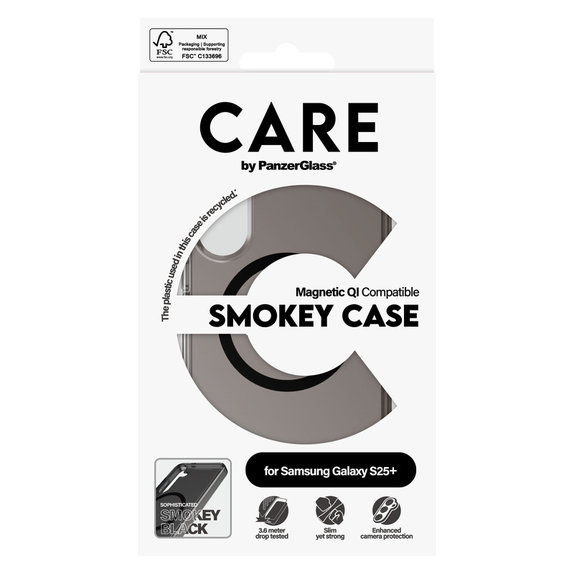 Etui Smokey z czarnym QI do Samsung Galaxy S25+, Czarne, PanzerGlass