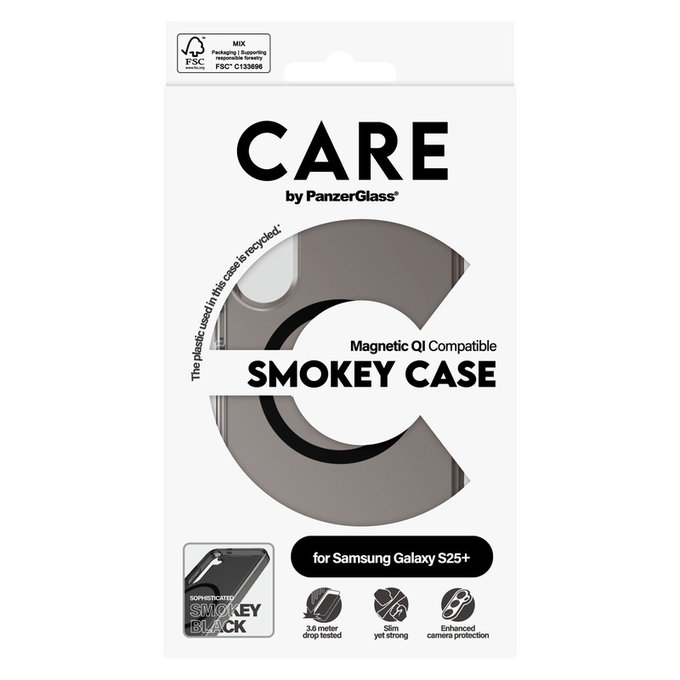 Etui Smokey z czarnym QI do Samsung Galaxy S25+, Czarne, PanzerGlass