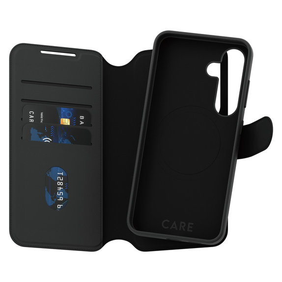 Etui Wallet Tango Two-In-One z QI do Samsung Galaxy S25, Czarne, PanzerGlass