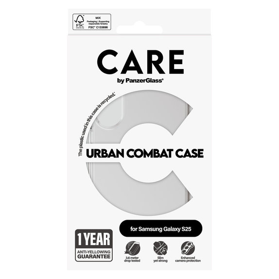 Etui Urban Combat do Samsung Galaxy S25, Przezroczyste, PanzerGlass