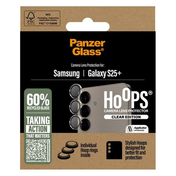 Ochrona obiektywu tylnej kamery do Samsung S25 Plus, Hoops, Przezroczysty, Transparent, PanzerGlass