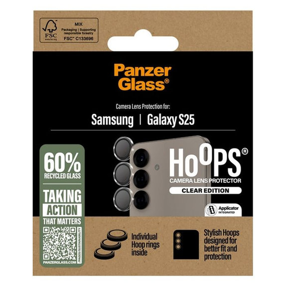 Ochrona obiektywu tylnej kamery do Samsung S25, Hoops, Przezroczysty, Transparent, PanzerGlass