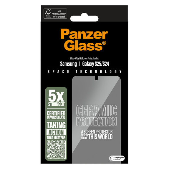 Szkło hartowane UWF Ceramic z aplikatorem do Samsung Galaxy S25, Przezroczyste, PanzerGlass