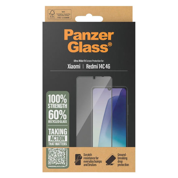 Szkło hartowane UWF do Xiaomi Redmi 14C 4G, Przezroczyste, PanzerGlass