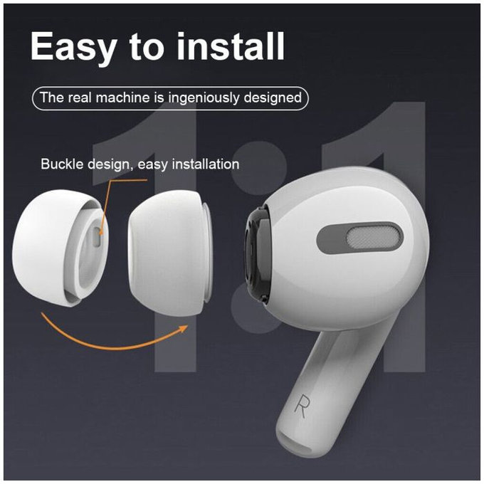 Wymienne gumki do AirPods Pro - zestaw 3 szt (L, S, XS), Biały, White, FixPremium