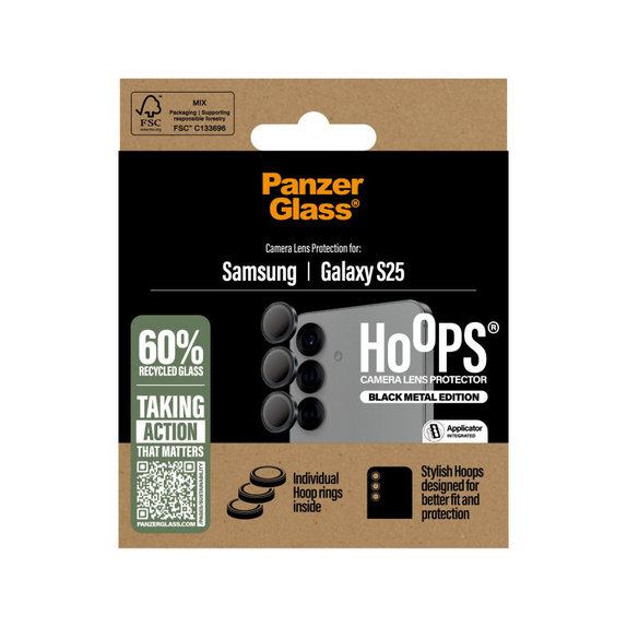 Osłona obiektywu aparatu Hoops do Samsung S25, Czarne, PanzerGlass