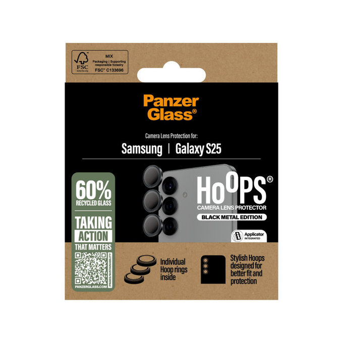 Osłona obiektywu aparatu Hoops do Samsung S25, Czarne, PanzerGlass