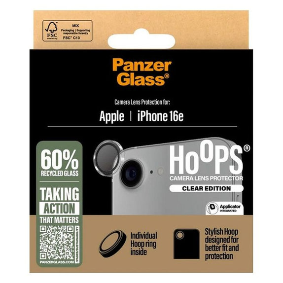 Ochrona obiektywu tylnej kamery do iPhone 16e, Hoops, Czarny, Black, PanzerGlass