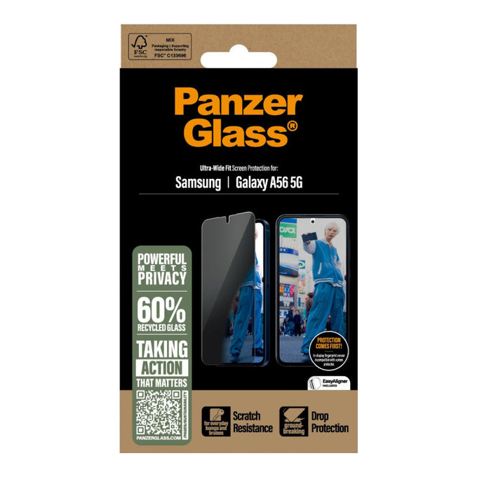 Szkło hartowane UWF Privacy do Samsung A56 5G, Przezroczysty, PanzerGlass