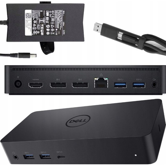 Stacja dokująca (USB-C) do Dell D6000, 130W Adapter, Refurbished