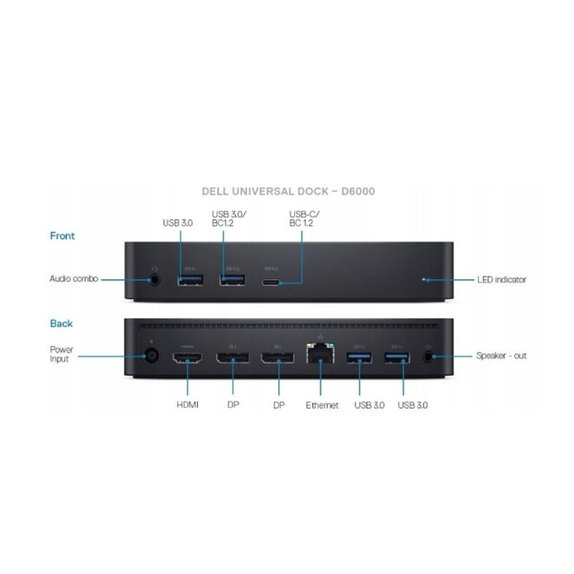 Stacja dokująca (USB-C) do Dell D6000, 130W Adapter, Refurbished