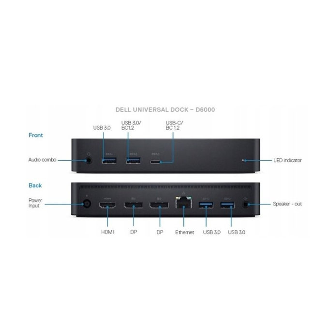 Stacja dokująca (USB-C) do Dell D6000, 130W Adapter, Refurbished
