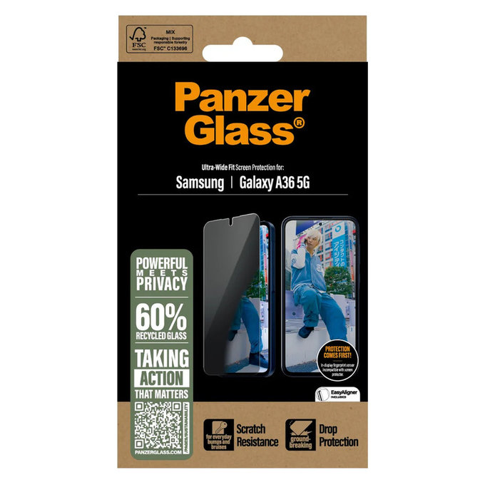 Szkło hartowane UWF Privacy do Samsung Galaxy A36 5G, Przezroczyste, PanzerGlass