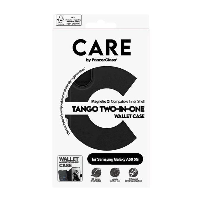 Etui Wallet Tango Two-In-One do Samsung A56 5G, Czarny, PanzerGlass
