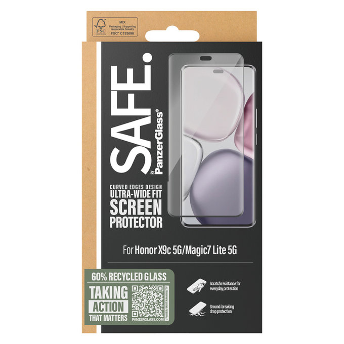 Szkło hartowane UWF do Honor X9c 5G/Magic7 Lite 5G, Czarne, SAFE by PanzerGlass