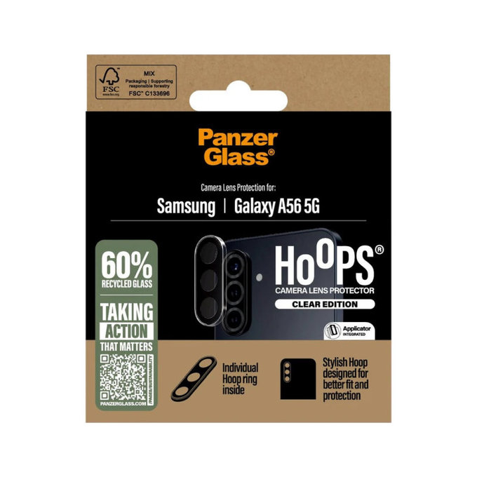 Osłona obiektywu aparatu Hoops do Samsung A56 5G, Przezroczyste, PanzerGlass