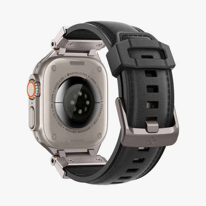 Pasek Durapro Armor PU do Apple Watch (42, 44, 45, 49mm), Czarny, Black, Spigen