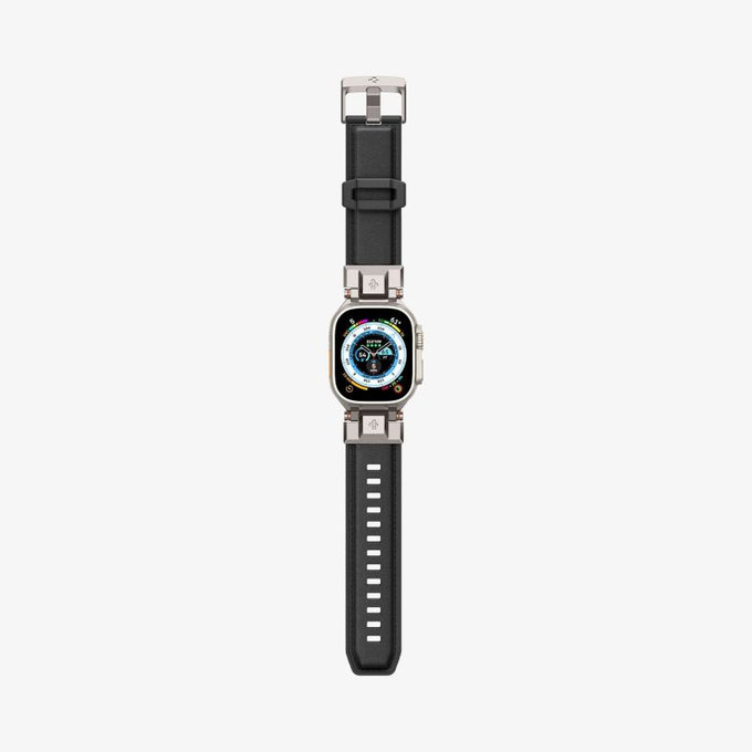 Pasek Durapro Armor PU do Apple Watch (42, 44, 45, 49mm), Czarny, Black, Spigen