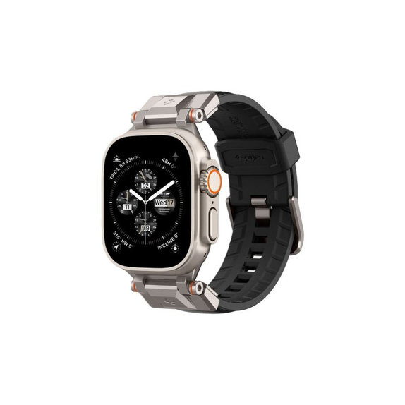 Pasek Durapro Armor PU do Apple Watch (42, 44, 45, 49mm), Czarny, Black, Spigen