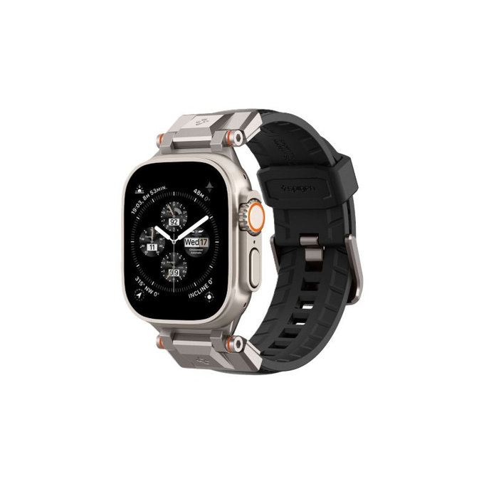 Pasek Durapro Armor PU do Apple Watch (42, 44, 45, 49mm), Czarny, Black, Spigen