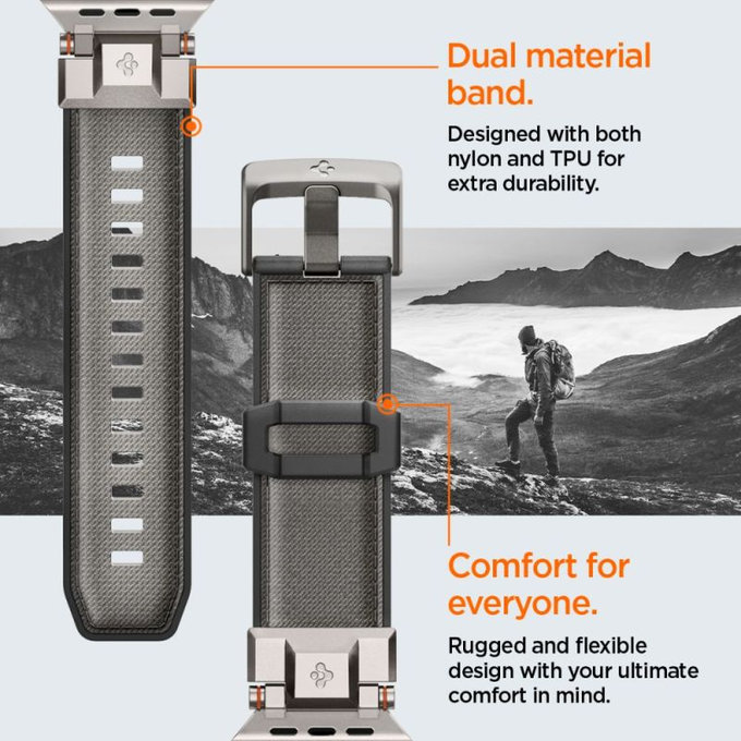 Pasek Durapro Armor do Apple Watch (42, 44, 45, 49mm), Szary, Gray, Spigen