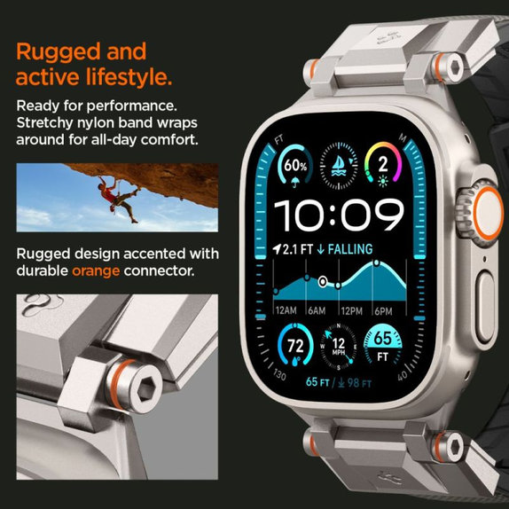 Pasek Durapro Armor do Apple Watch (42, 44, 45, 49mm), Szary, Gray, Spigen