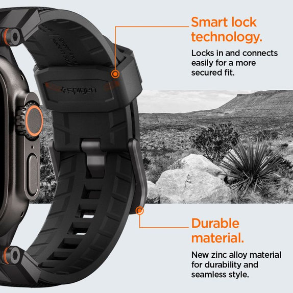 Pasek Durapro Armor do Apple Watch (42, 44, 45, 49mm), Black Edition, Spigen