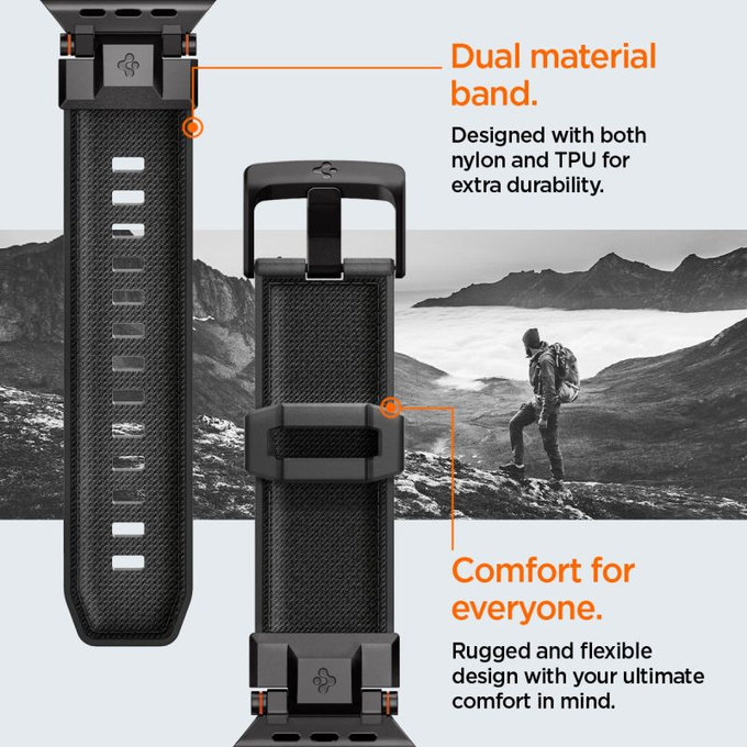 Pasek Durapro Armor do Apple Watch (42, 44, 45, 49mm), Black Edition, Spigen