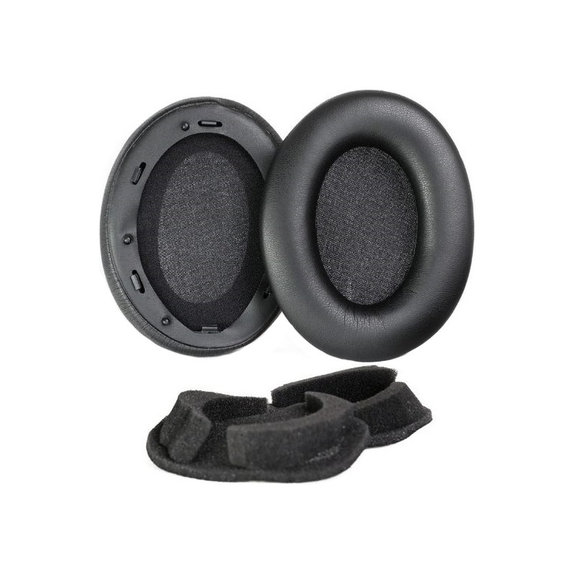 Zapasowe nauszniki do Sony WH-1000XM3, pianka memory + skóra PU, Czarny, Black, 1 para