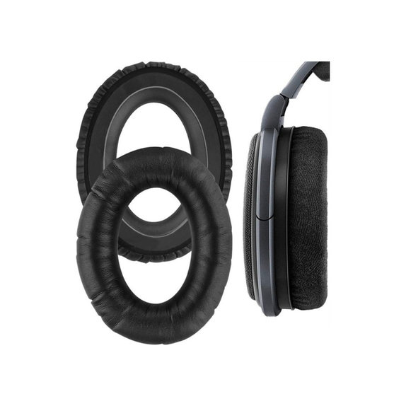 Zapasowe nauszniki do Sennheiser HD650, pianka memory i skóra PU, Czarny, Black, 1 para